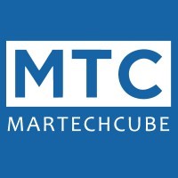 MartechCube Logo, MTC in a white rectangle within a blue square with MARTECHCUBE written underneath